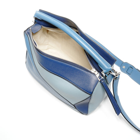 LOEWE Puzzle Medium Leather 2way Shoulder Bag blue WS25108