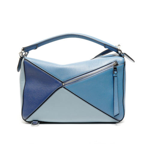 LOEWE Puzzle Medium Leather 2way Shoulder Bag blue WS25108