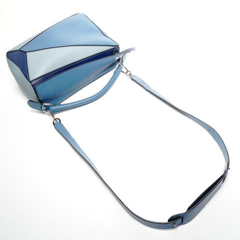LOEWE Puzzle Medium Leather 2way Shoulder Bag blue WS25108