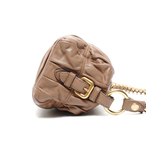 PRADA Gathered leather one belt Shoulder Bag Brown WS25109
