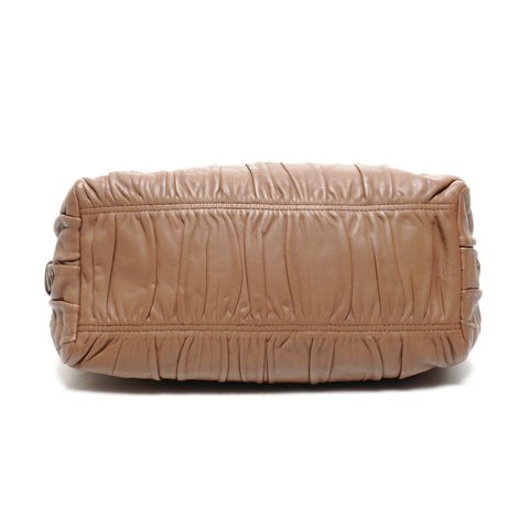 PRADA Gathered leather one belt Shoulder Bag Brown WS25109