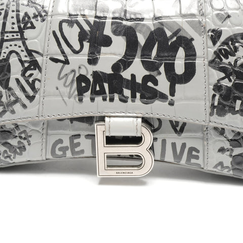 BALENCIAGA Graphic Hourglass XS 2way Shoulder Bag gray WS25112