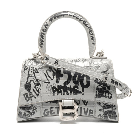 BALENCIAGA Graphic Hourglass XS 2way Shoulder Bag gray WS25112