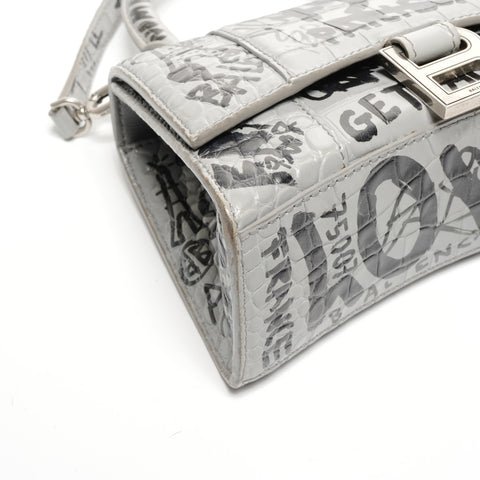 BALENCIAGA Graphic Hourglass XS 2way Shoulder Bag gray WS25112