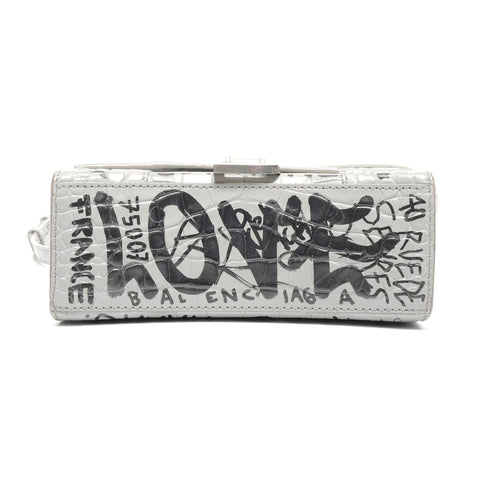 BALENCIAGA Graphic Hourglass XS 2way Shoulder Bag gray WS25112