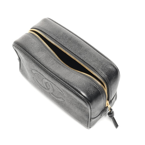 CHANEL No. 4 1996-1997 COCO Mark Caviar Skin Pouch black WS25113