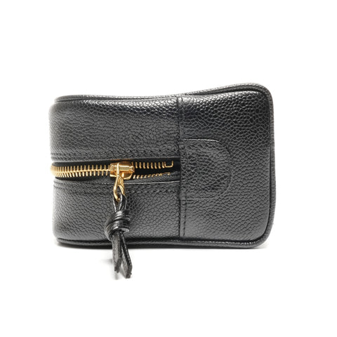 CHANEL No. 4 1996-1997 COCO Mark Caviar Skin Pouch black WS25113
