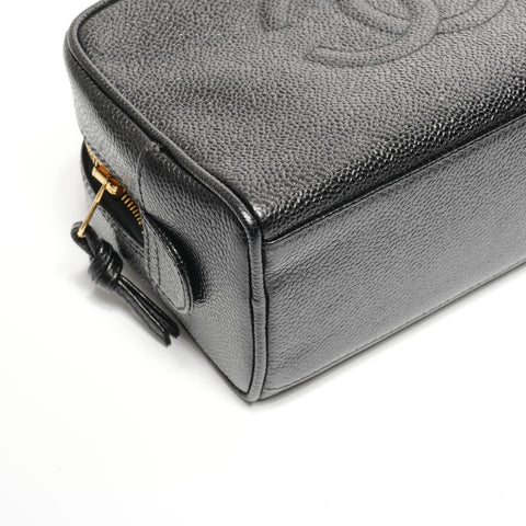 CHANEL No. 4 1996-1997 COCO Mark Caviar Skin Pouch black WS25113