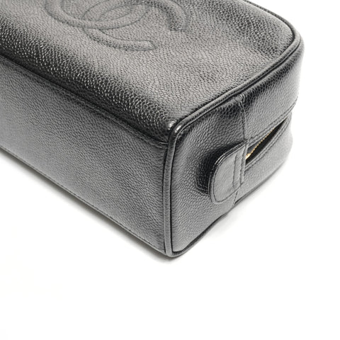 CHANEL No. 4 1996-1997 COCO Mark Caviar Skin Pouch black WS25113