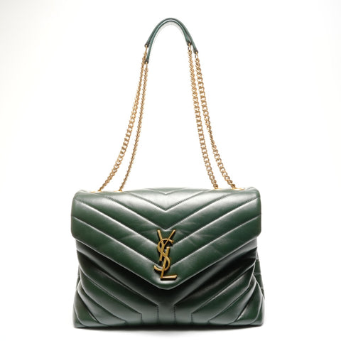 YVES SAINT LAURENT Monogram Matelasse Chevron Lulu Leather Shoulder Bag green WS25116