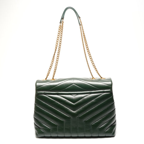 YVES SAINT LAURENT Monogram Matelasse Chevron Lulu Leather Shoulder Bag green WS25116