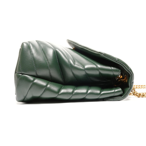 YVES SAINT LAURENT Monogram Matelasse Chevron Lulu Leather Shoulder Bag green WS25116