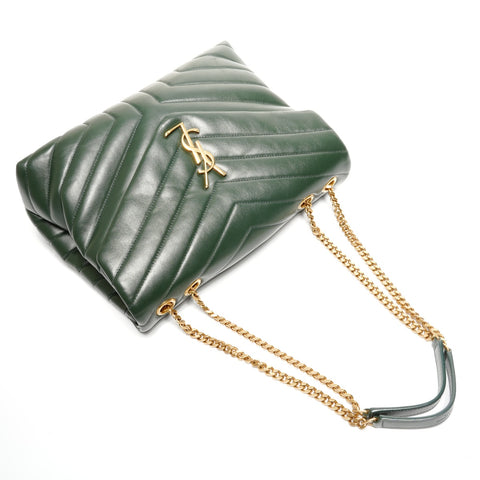 YVES SAINT LAURENT Monogram Matelasse Chevron Lulu Leather Shoulder Bag green WS25116