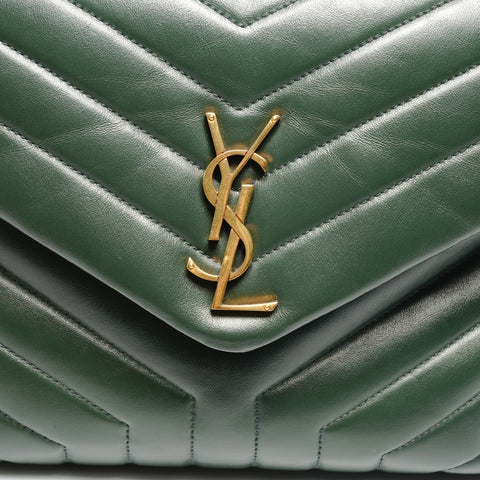 YVES SAINT LAURENT Monogram Matelasse Chevron Lulu Leather Shoulder Bag green WS25116