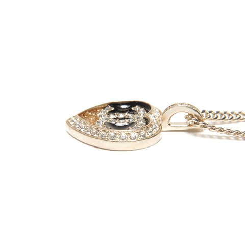 CHANEL C23B COCO Mark Heart Rhinestone Necklace gold WS25122