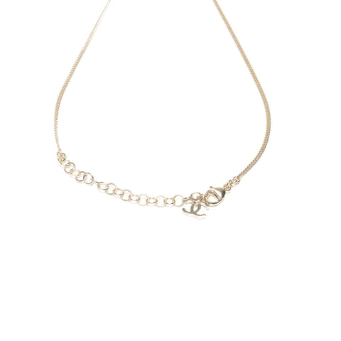 CHANEL C23B COCO Mark Heart Rhinestone Necklace gold WS25122