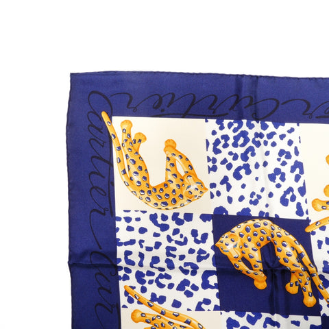 CARTIER Silk Leopard scarf Navy WS25125