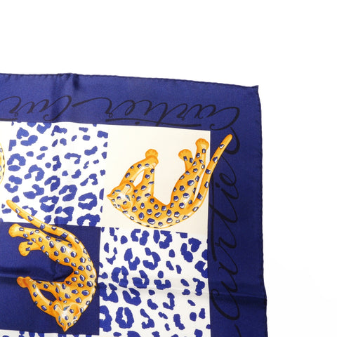 CARTIER Silk Leopard scarf Navy WS25125