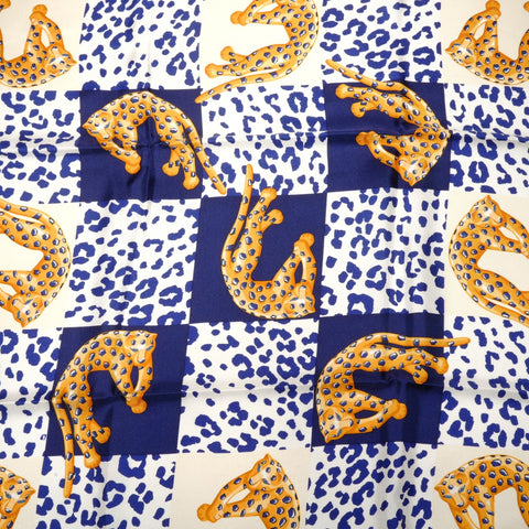 CARTIER Silk Leopard scarf Navy WS25125