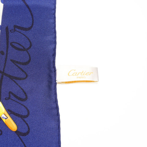 CARTIER Silk Leopard scarf Navy WS25125