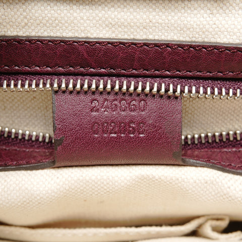 GUCCI Leather GG Canvas Bamboo Tote Bag Red WS25126