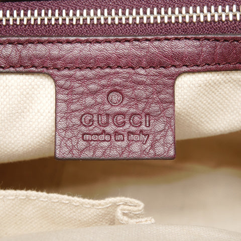 GUCCI Leather GG Canvas Bamboo Tote Bag Red WS25126