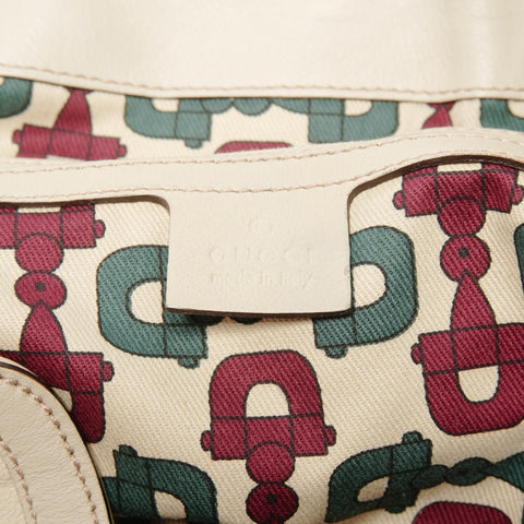 GUCCI Cream Bamboo Leather GG Supreme Hobo One Belt Shoulder Bag beige WS25127