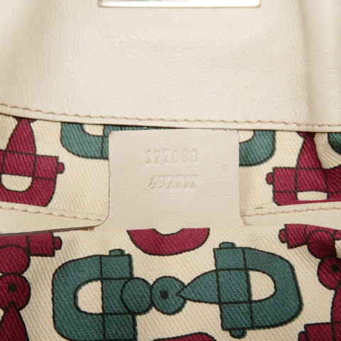 GUCCI Cream Bamboo Leather GG Supreme Hobo One Belt Shoulder Bag beige WS25127