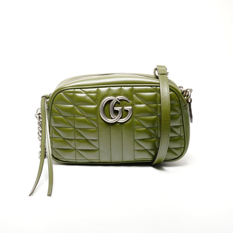 GUCCI GG Marmont Leather Camera Bag Shoulder Bag green WS25130