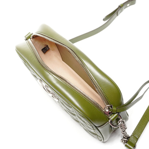 GUCCI GG Marmont Leather Camera Bag Shoulder Bag green WS25130