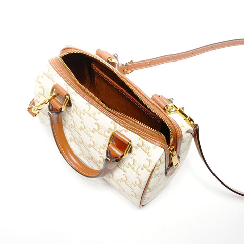 CELINE Triomphe Mini Boston 2way Small Handbag white WS25135