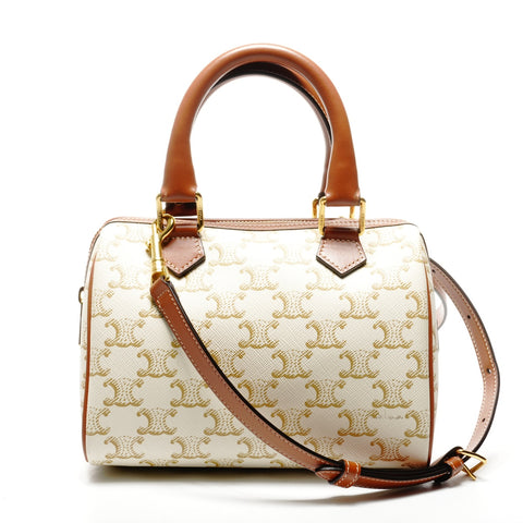 CELINE Triomphe Mini Boston 2way Small Handbag white WS25135