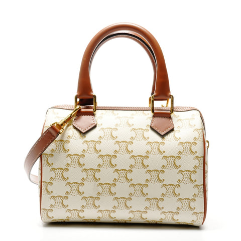 CELINE Triomphe Mini Boston 2way Small Handbag white WS25135