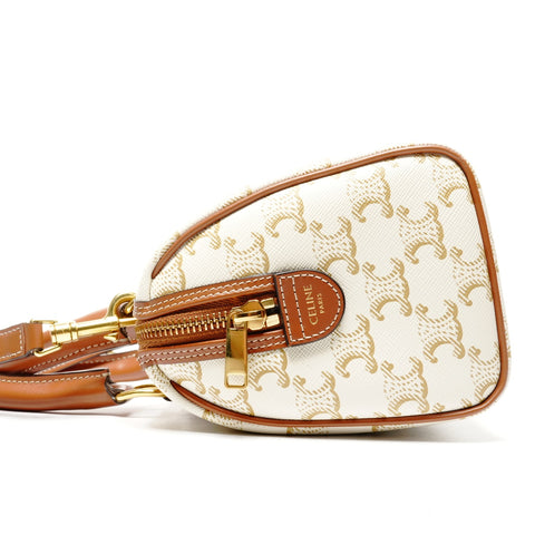 CELINE Triomphe Mini Boston 2way Small Handbag white WS25135