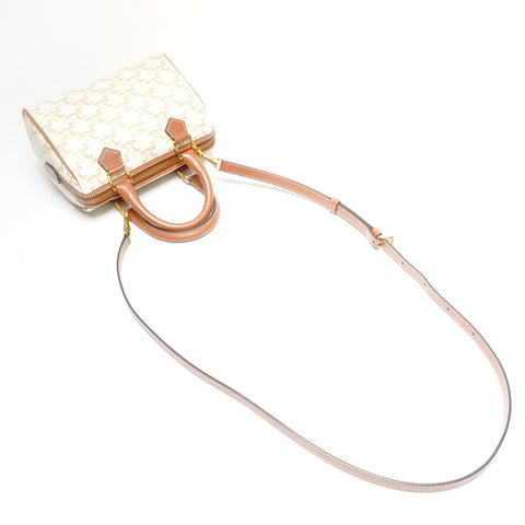 CELINE Triomphe Mini Boston 2way Small Handbag white WS25135