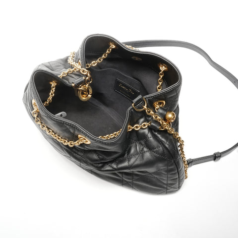 Christian Dior Macro Cannage Ami Chain Leather Shoulder Bag black WS25137