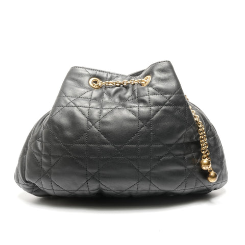 Christian Dior Macro Cannage Ami Chain Leather Shoulder Bag black WS25137