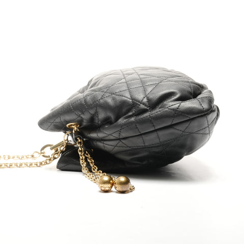 Christian Dior Macro Cannage Ami Chain Leather Shoulder Bag black WS25137