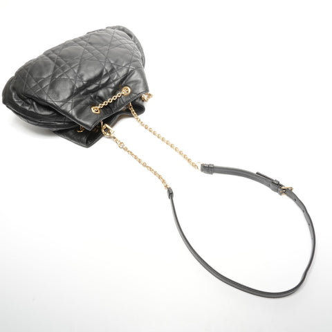 Christian Dior Macro Cannage Ami Chain Leather Shoulder Bag black WS25137