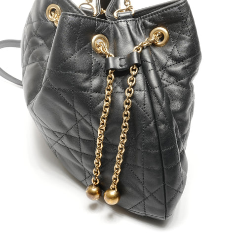 Christian Dior Macro Cannage Ami Chain Leather Shoulder Bag black WS25137