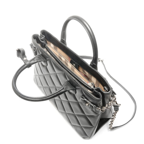 BURBERRY Banner Quilted Matelasse Chain 2way Handbag black WS25138