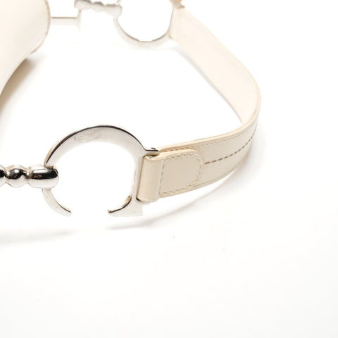 Christian Dior Leather Saddlebag Shoulder Bag Ivory WS25139