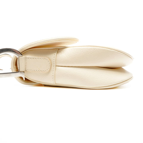 Christian Dior Leather Saddlebag Shoulder Bag Ivory WS25139