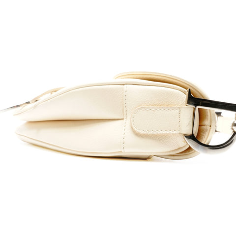 Christian Dior Leather Saddlebag Shoulder Bag Ivory WS25139