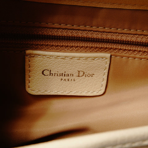 Christian Dior Leather Saddlebag Shoulder Bag Ivory WS25139
