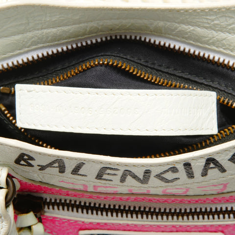 BALENCIAGA Mini City Graffiti 2way Shoulder Bag white WS25142
