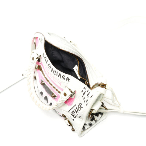 BALENCIAGA Mini City Graffiti 2way Shoulder Bag white WS25142