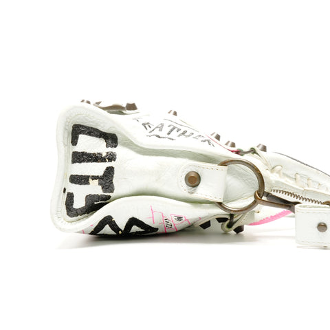 BALENCIAGA Mini City Graffiti 2way Shoulder Bag white WS25142