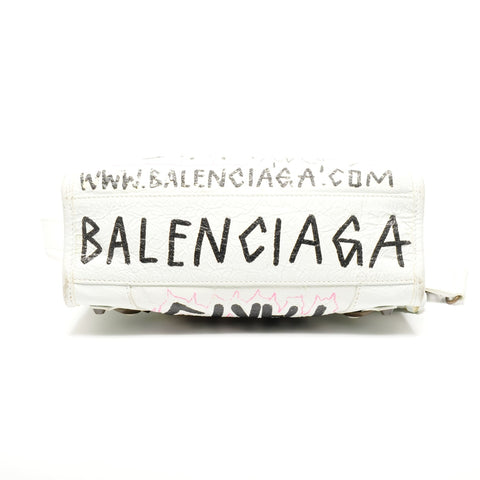 BALENCIAGA Mini City Graffiti 2way Shoulder Bag white WS25142