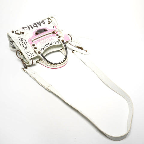 BALENCIAGA Mini City Graffiti 2way Shoulder Bag white WS25142